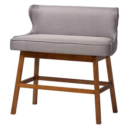 Baxton Studio Gradisca Modern Grey Fabric Button-tufted Upholstered Bar Bench Banquette 122-6753